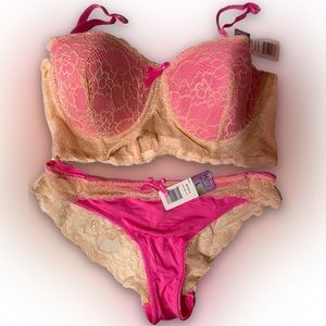 Hers By Herman Pink & Cream Bra & Panty Set